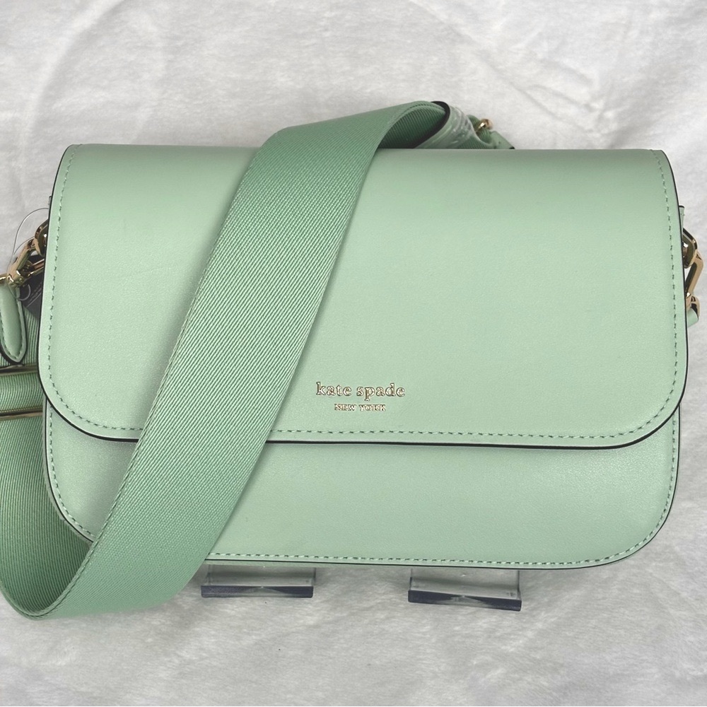 KATE SPADE Buddie Smooth Leather Medium Crossbody Pistachio Handbag--NWT